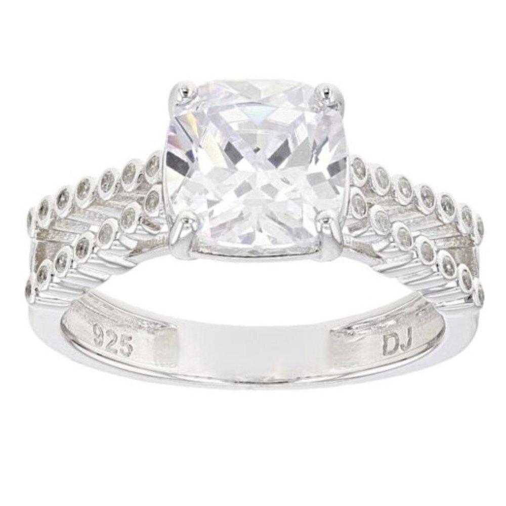 White Cubic Zirconia Rhodium Over Sterling Silver Ring 4.25ctw Size 8